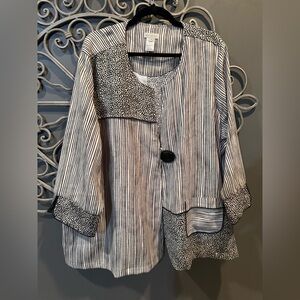 Women’s plus cream white abstract jacket multiples brand Sz 2x CUTE